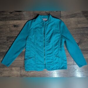 TanJay Women's Turquoise Full Zip Faux Suede Cut Out Jacket Size Med Zip Pockets